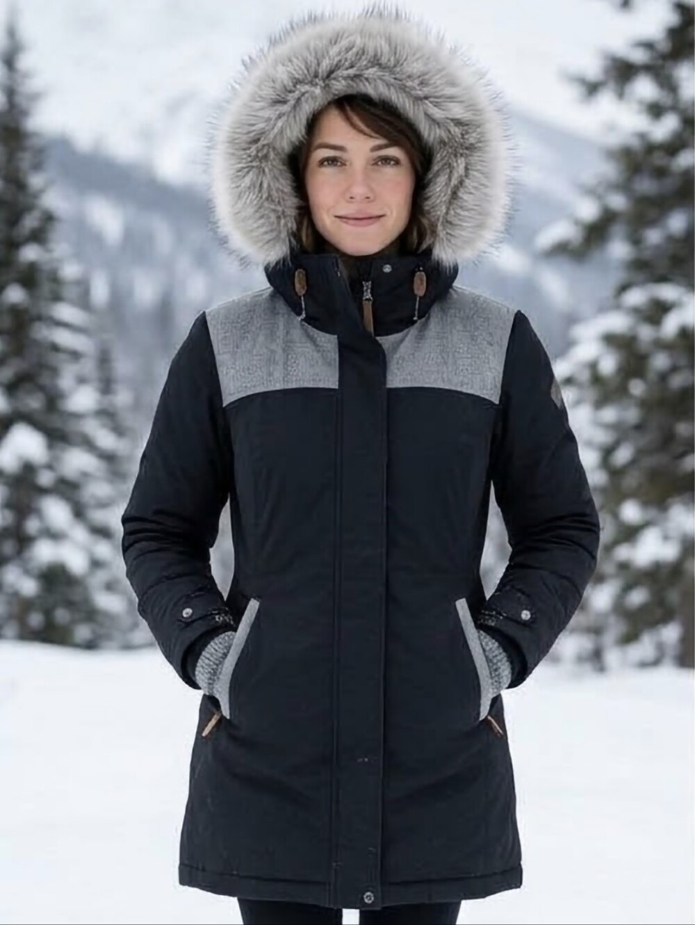 Columbia Women's Parka, Black and Light Gray, S